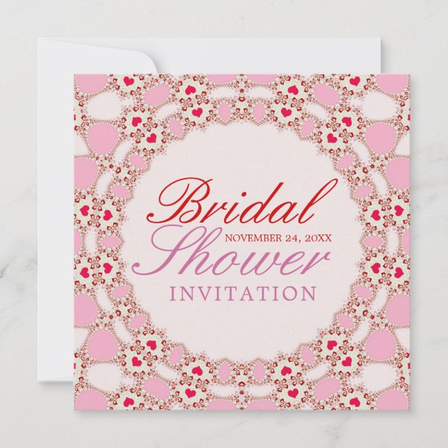 Faire invitation de douche de mariée coeurs en den (Devant)