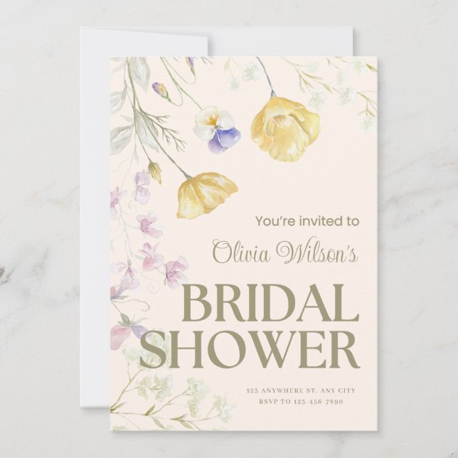 Faire invitation de douche de mariée florale (Devant)