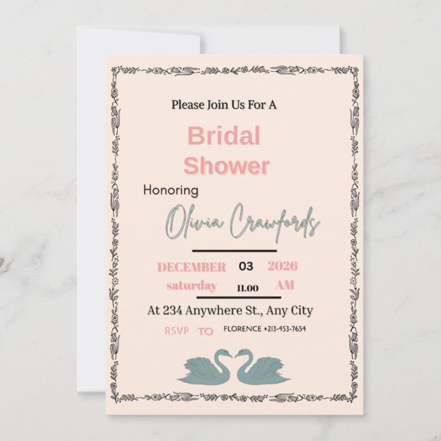 Faire invitation de douche de mariée – Moderne per (Devant)