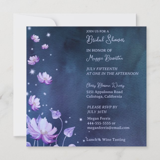 Faire Invitation de Fête de Mariage aux Fleurs Vio (Devant)