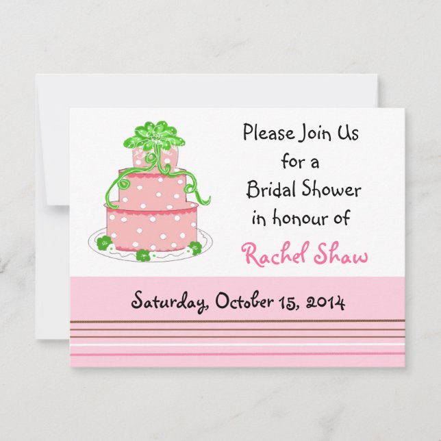Faire invitation de gâteau rose pour la douche de  (Devant)