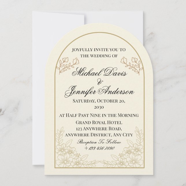 Faire invitation de mariage à arche florale (Devant)
