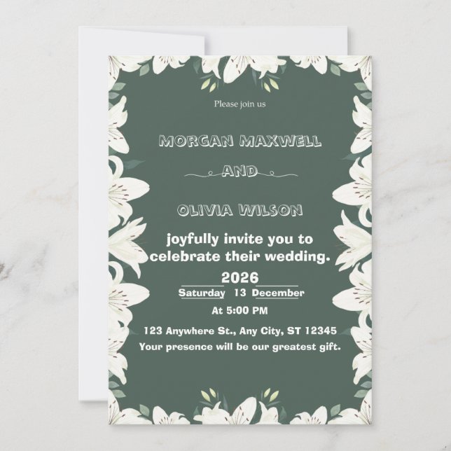 Faire invitation de mariage à bordure élégante de  (Devant)