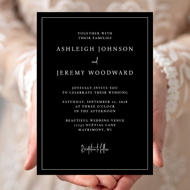 Faire invitation de mariage à cadre noir élégant (Créateur téléchargé)