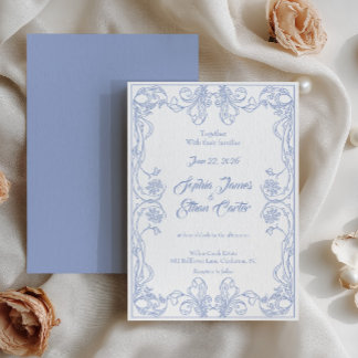 Faire invitation de mariage à cadre vintage