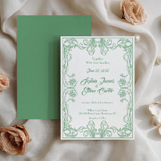 Faire invitation de mariage à cadre vintage