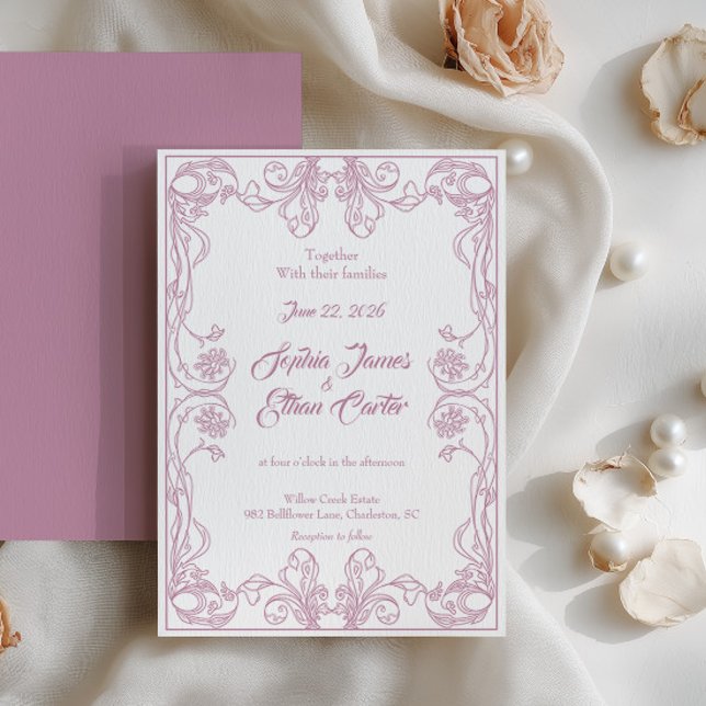 Faire invitation de mariage à cadre vintage (Créateur téléchargé)