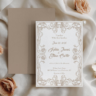 Faire invitation de mariage à cadre vintage