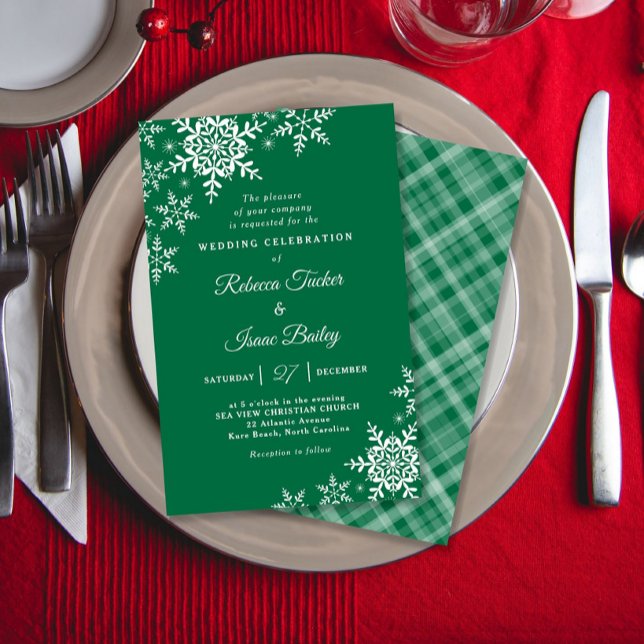 Faire invitation de mariage à carreaux flocons de  (Créateur téléchargé)