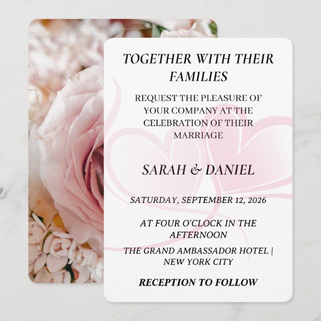 Faire invitation de mariage à coeurs entrelacés |  (Devant / Derrière)