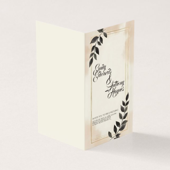 Faire invitation de mariage à feuille vert foncé (Outside)
