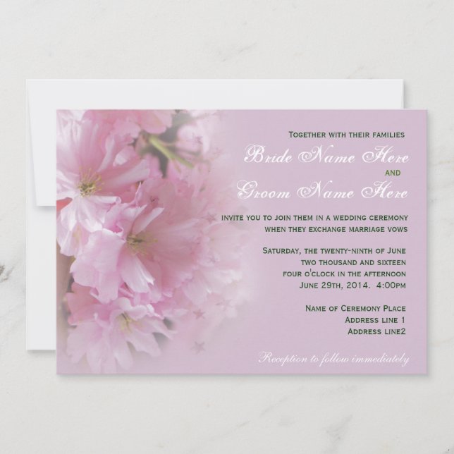 Faire invitation de mariage à fleur de cerisier ro (Devant)