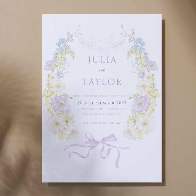 Faire invitation de mariage à fleurs – Élégant et  (Créateur téléchargé)