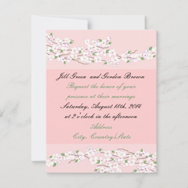 Faire invitation de mariage à fleurs roses élégant (Devant)
