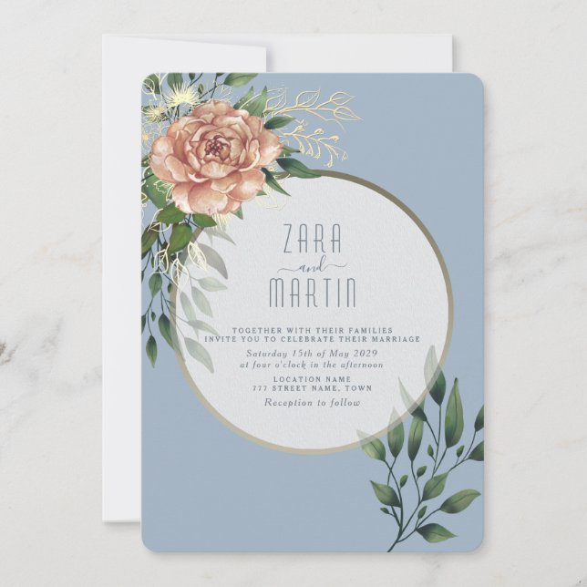 Faire invitation de mariage à la pêche élégante et (Devant)