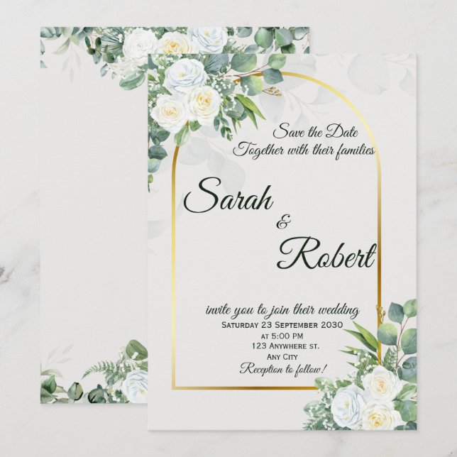 Faire invitation de mariage à la végétation de ros (Devant / Derrière)