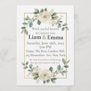 Faire invitation de mariage à la verdure de rose b