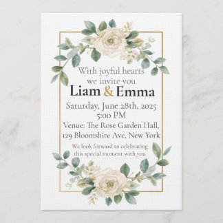 Faire invitation de mariage à la verdure de rose b