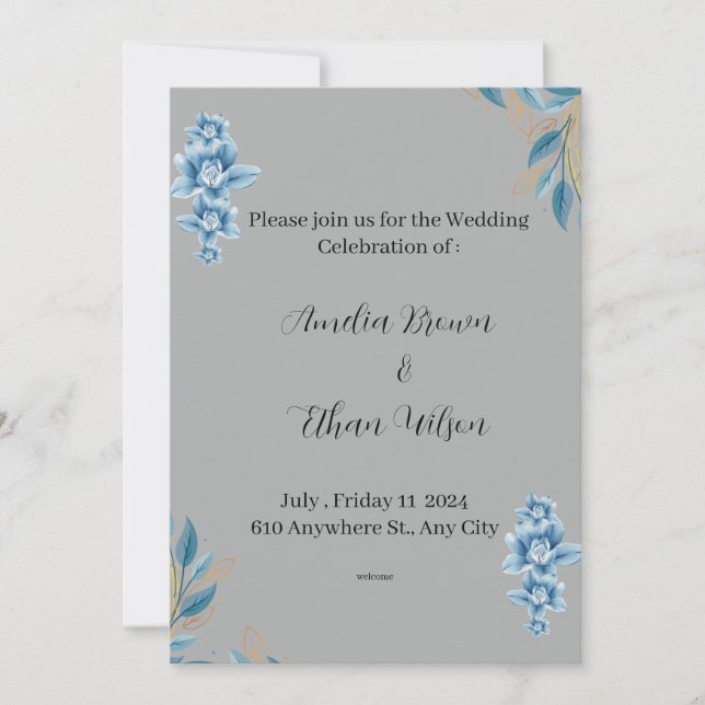 Faire invitation de mariage à l'aquarelle (Devant)