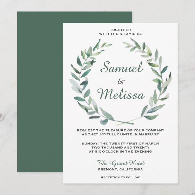 Faire invitation de mariage à l'aquarelle avec bra (Devant / Derrière)