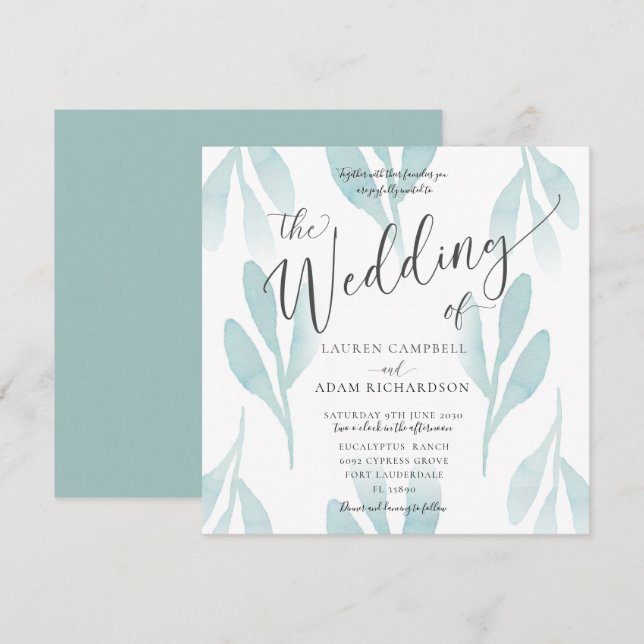 Faire invitation de mariage à l'aquarelle avec feu (Devant / Derrière)