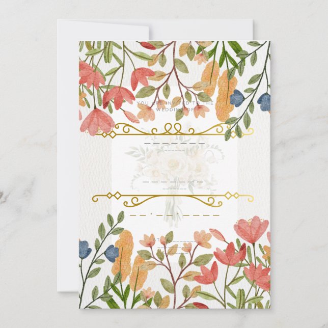 Faire invitation de mariage à l'aquarelle florale  (Devant)