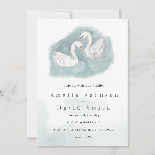 Faire invitation de mariage à l'aquarelle sur le t (Devant)
