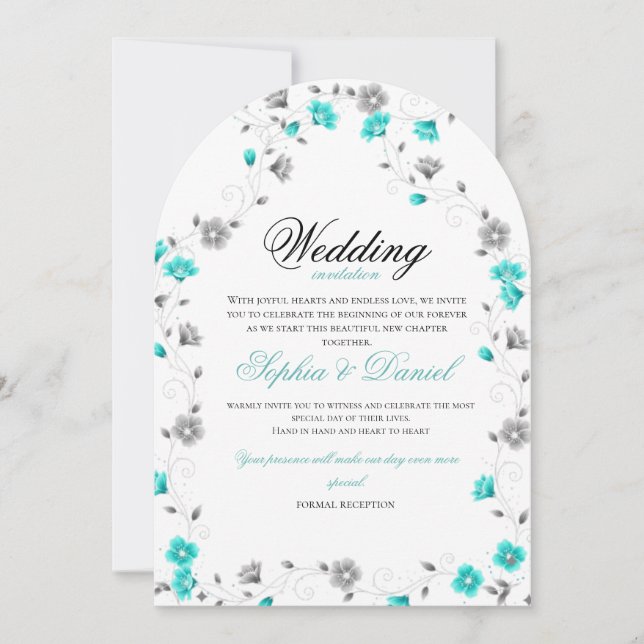 Faire invitation de mariage à l'arche florale sarc (Devant)