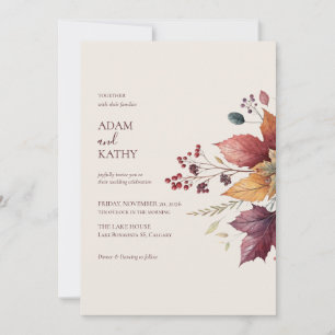 Faire invitation de mariage à l'automne avec feuil