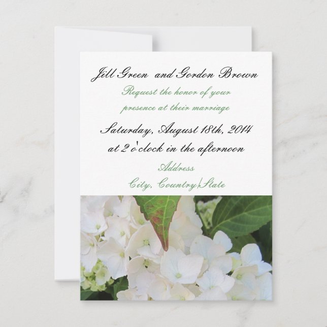 Faire invitation de mariage à l'hydrangea blanc él (Devant)