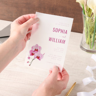 Faire invitation de mariage à l'orchidée rose
