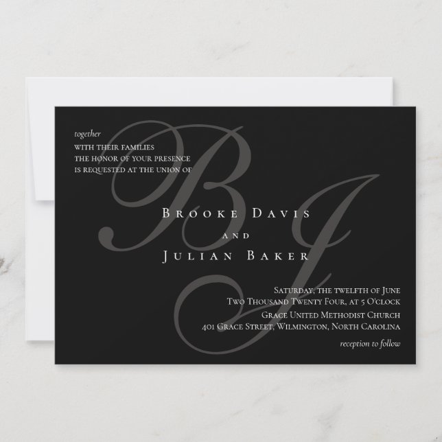 Faire invitation de mariage à monogramme (Devant)