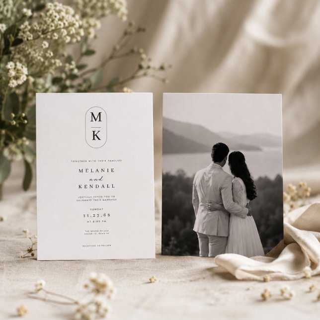 Faire invitation de mariage à monogramme avec phot (Créateur téléchargé)