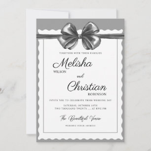 Faire invitation de mariage à ruban noir luxueux.