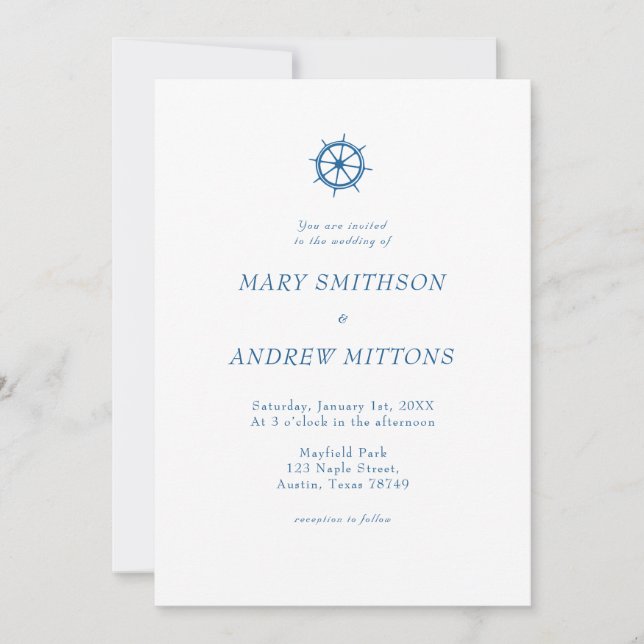 Faire invitation de mariage à voilier élégant (Devant)