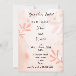 Faire invitation de mariage, aquarelle rose