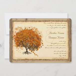 Faire invitation de mariage Arbre à feuilles en fo