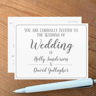 Faire invitation de mariage argent gris et blanc