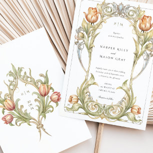 Faire invitation de mariage Art nouveau à la tulip