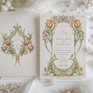 Faire invitation de mariage Art nouveau à motif de