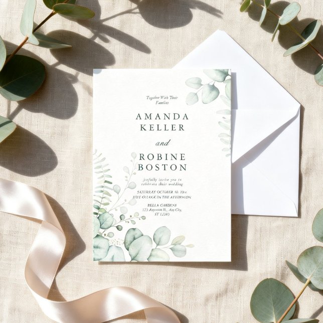 Faire invitation de mariage au coin eucalyptus élé (Créateur téléchargé)