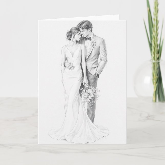 Faire invitation de mariage au crayon esquissé (Devant)