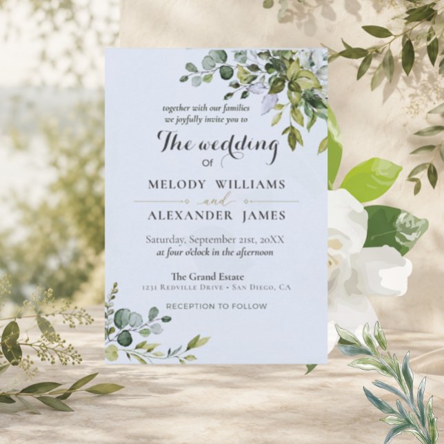 Faire invitation de mariage au eucalyptus | Vert s (Créateur téléchargé)