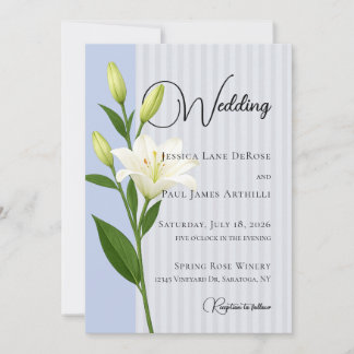 Faire invitation de mariage au lys blanc rayé de b