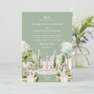 Faire invitation de mariage au manoir avec aquarel