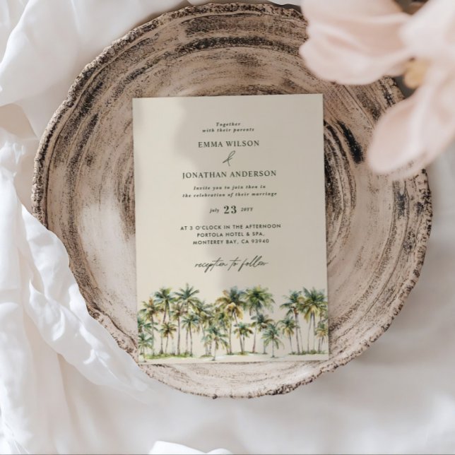Faire invitation de mariage au palmier élégant ave (Créateur téléchargé)