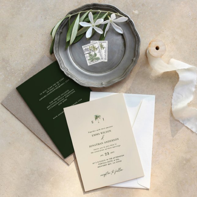 Faire invitation de mariage au palmier élégant ave (Créateur téléchargé)