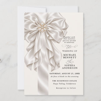 Faire invitation de mariage au ruban de satin perl