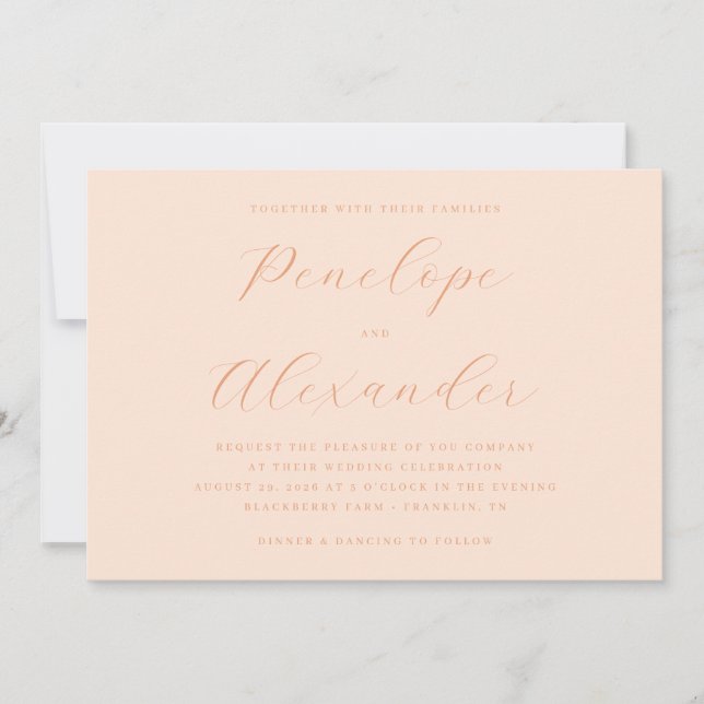 Faire invitation de mariage au ton pêche (Devant)