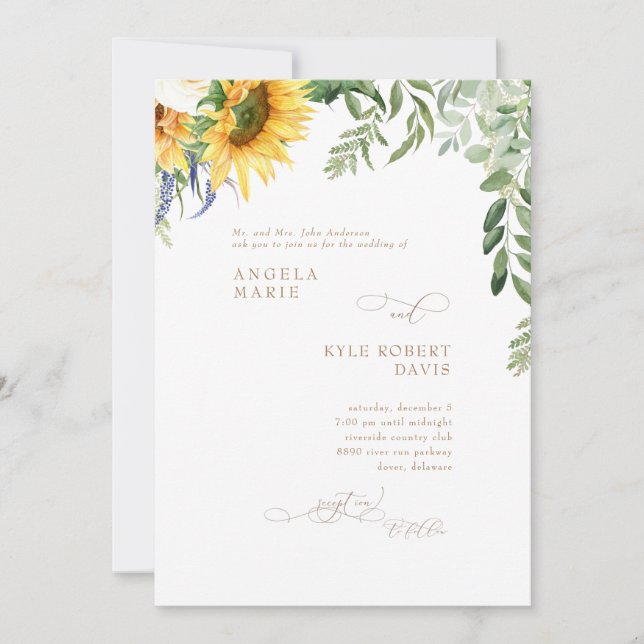 Faire invitation de mariage au tournesol et à l'eu (Devant)
